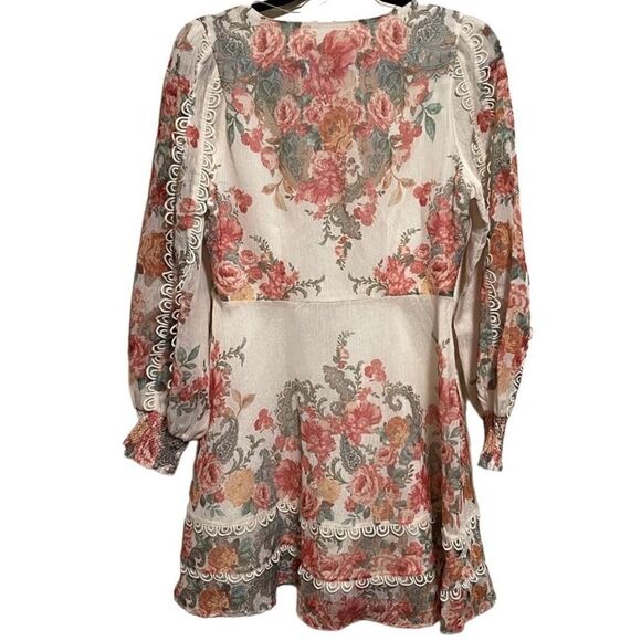 Anthropologie-{Champagne & Strawberry}- Shimmer Rose Button Down Lace Trim Dress - Picture 6 of 9